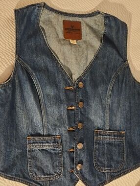 American Eagle Outfitters Blue Denim Button Vest
